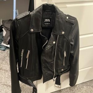 Zara real leather moto jacket